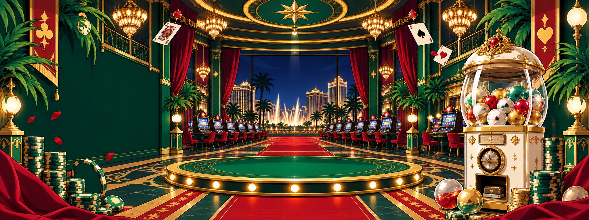 GACHA VEGAS Online ラスベガス風ガチャの夜景キービジュアル